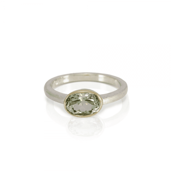 Neferiti aquamarine gold ring in yellow gold and white gold by Scarab Jewellery Studio