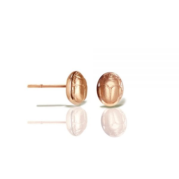 red gold scarab stud earrings - red gold chubby bean scarab studs - by Scarab jewellery Studio